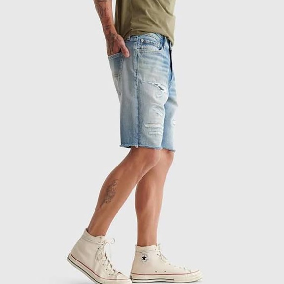 Lucky Brand Men’s Distressed Denim Cut Off Shorts 32 Patched Stitched - Picture 4 of 13